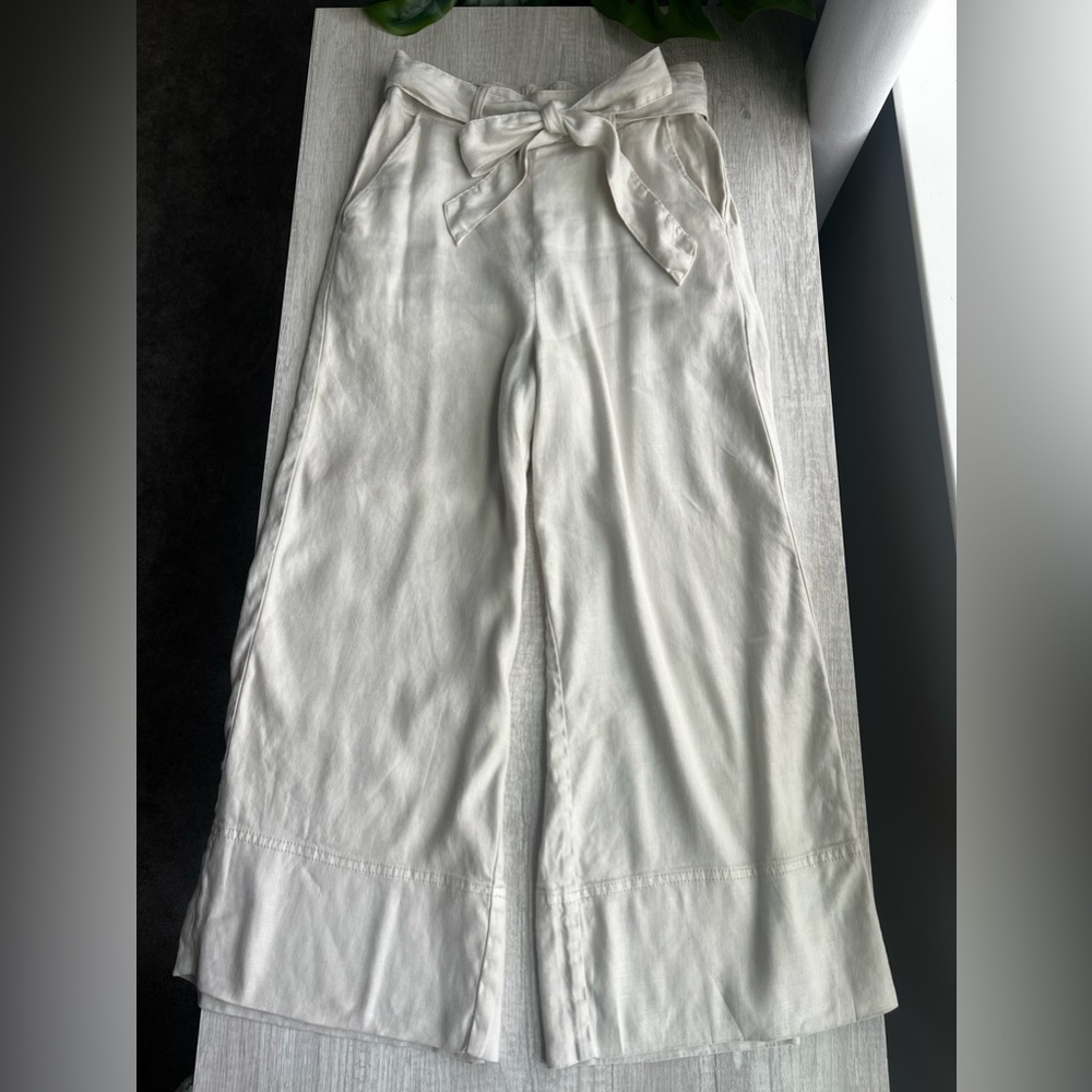 Splendid XS Beige Linen Wide Leg Pants